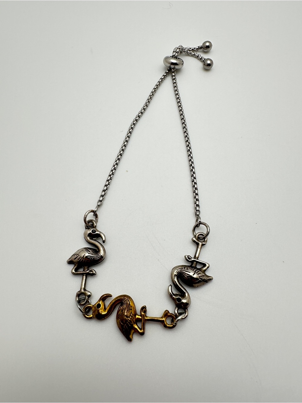 Silver and Gold Flamingo Adjustable Bracelet - Women Jewelry